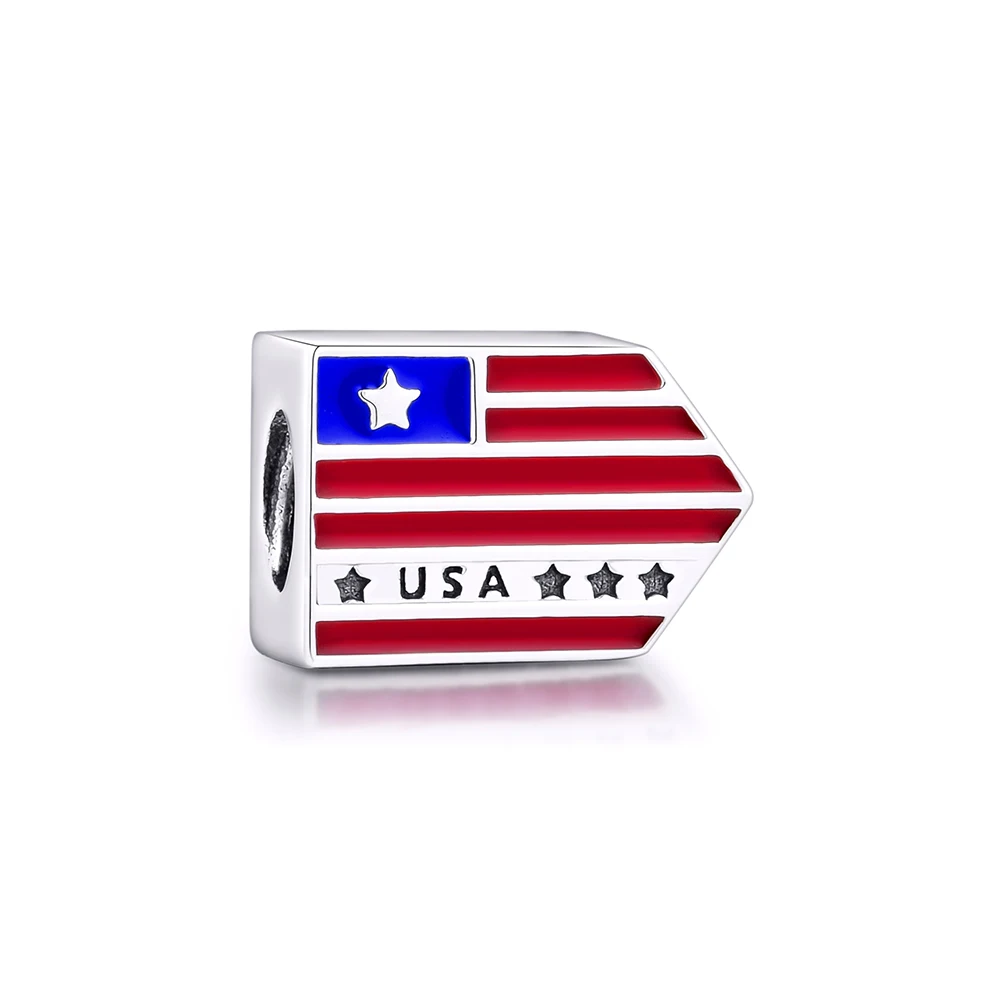 

CKK 925 Sterling Silver USA Icon Epaulet Charms Beads for Jewelry Making Fit Europe Bracelets DIY Accessories kralen
