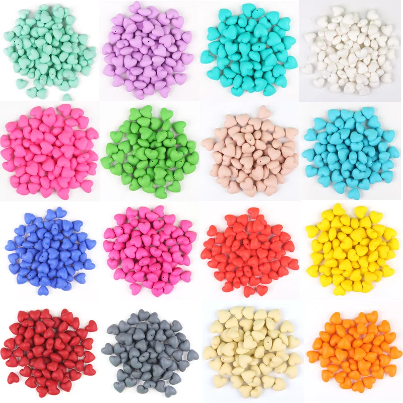 

TYRY.HU 20pcs/lot Heart Silicone Baby Pacifier Beads 20mm BPA Free Baby Teething Toys Accessories For DIY Teething Food Grade