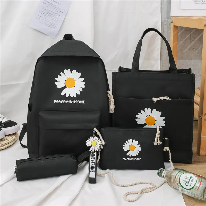 

4 pcs sets canvas Schoolbags For Teenage Girls Female Children Shoulder Bags New Trend Female Backpack Fashion Women Backpack