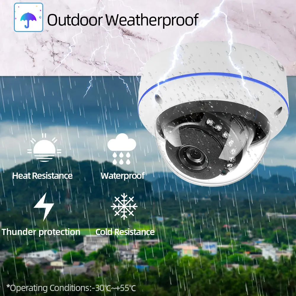 AHCVBIVN H.265+ 16CH 4K POE Camera System 8MP Dome Motion Detection VandalProof IP66 Security IP Camera CCTV Surveillance kit