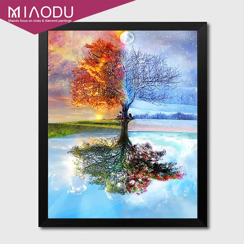 Полноразмерная алмазная живопись 5D &quotсделай сам&quot изображение дерева вышивка