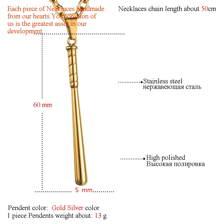 WAWFROK 2019 Sports Baseball Bat Pendant &amp Necklaces Men 316L Stainless Steel Charm Softball Pendants Chain Necklace | Украшения и