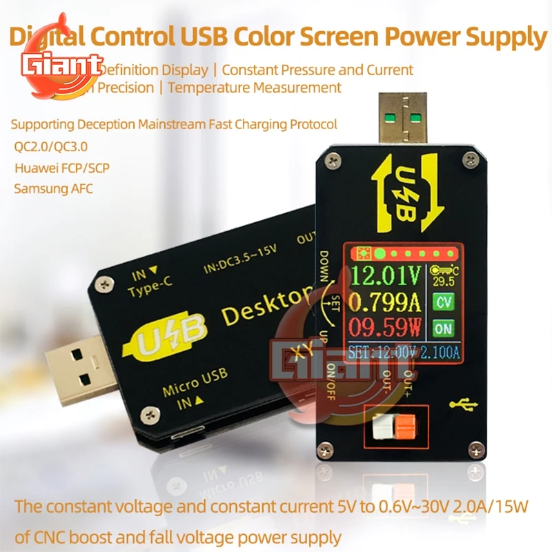 XY-UDP CNC USB Power Supply Buck Boost Constant Voltage Current DC-DC Regulator Module Digital Color Screen | Обустройство дома