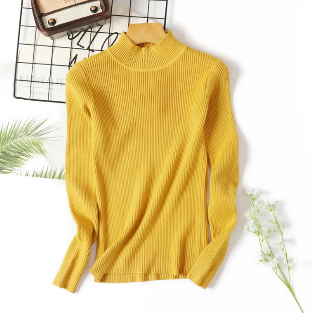 Женский Вязанный свитер SAGACE зимний с длинным рукавом и воротником под горло