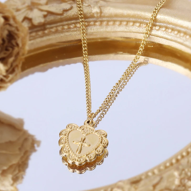 

CHUANGU 18K золотое легкое роскошное рельефное ожерелье в форме сердца с крестом для женщин ожерелье-чокер ювелирные изделия