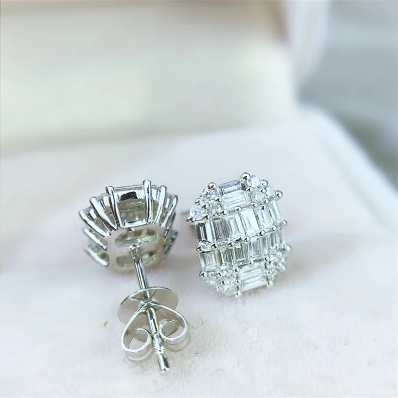 

Pure Natural 2Carat Moissanite Gemstone 100% Real S925 Sterling Silver Color Stud Earring for Women Silver 925 Jewelry Bizuteria