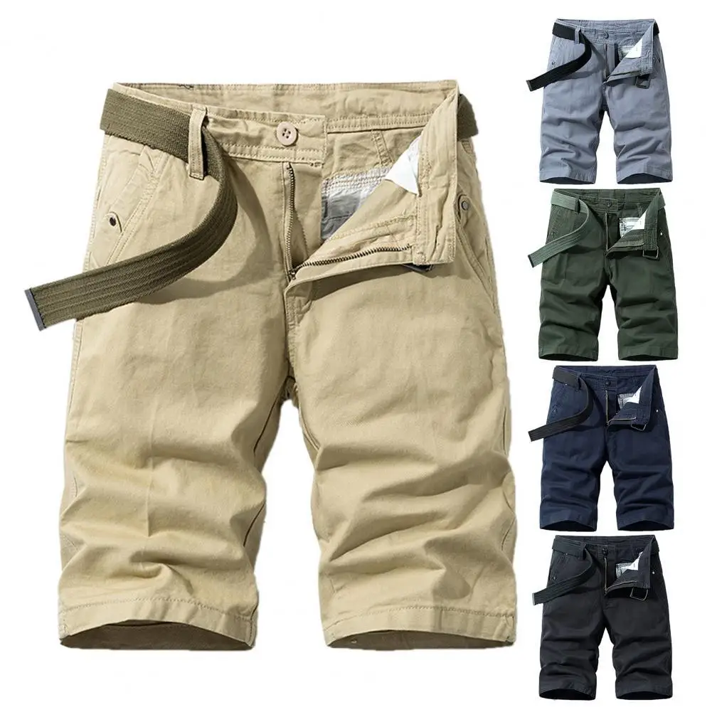 

Gargo Shorts Not Easy to Pilling Not Deformed With Belt Men All-season Belted Ripstop Basic Shorts for Youth