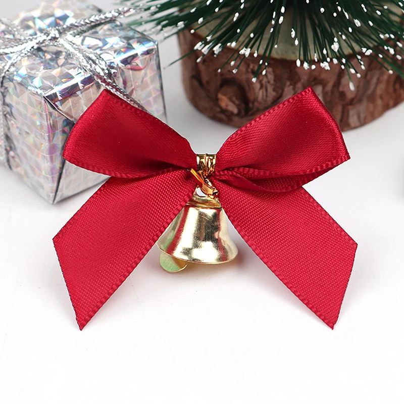 

10pcs Delicate Bowknot Bells Christmas Gift Bows With Small Bells DIY Bows Craft Christmas Tree Decoration Christmas Bow Tie