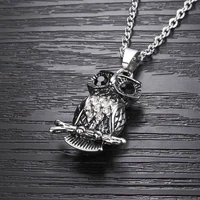 new animal owl pendant necklace mens necklace bohemian crystal inlaid sliding metal necklace pendant accessories party jewelry