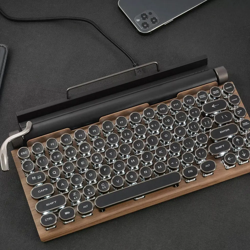 2021 New Mechanical Keyboard Wireless Bluetooth Keyboards Dot Retro Typewriter Keyboard 83 Keys Gaming Keyboards For PC Laptop