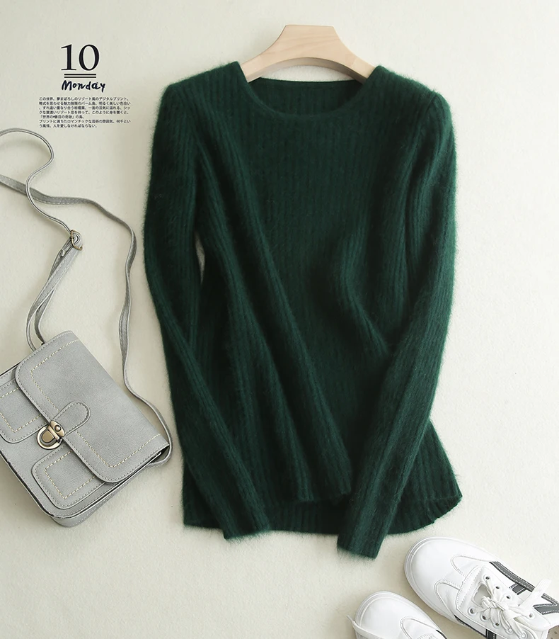 Loose Sweater Women Hot Sale Soft Jumpers Mink Cashmere Knitted New O-Neck Standard Clothes Ladies Pullovers