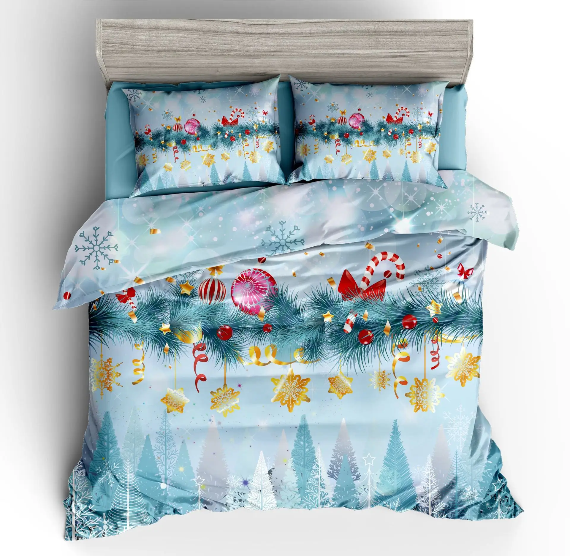 

Home-3D Merry Christmas series Children Bedding Set Duvet Quilt Cover Bed Pillowcases New Year Santa Claus Xmas snowman