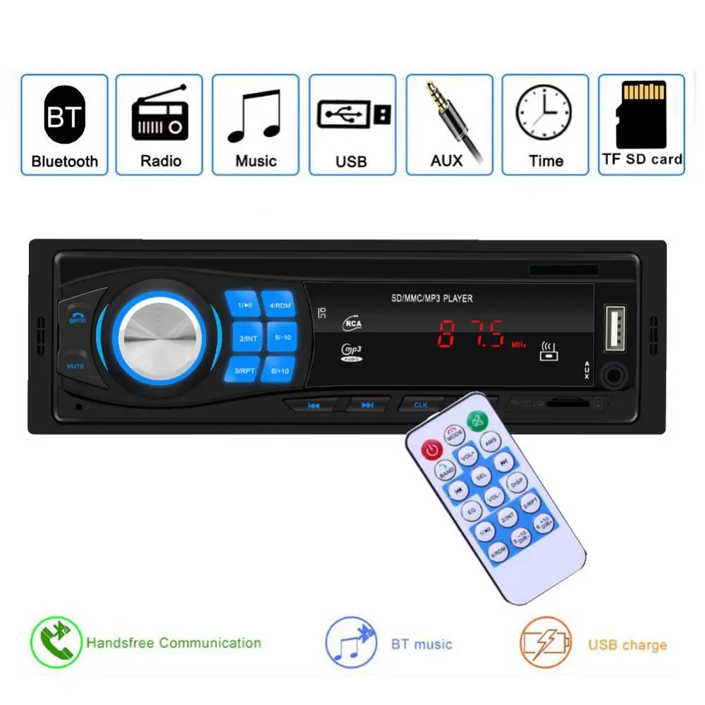 

12V Car Bluetooth-compati Stereo Audio FM Radio Hands Free AUX USB MP3 Music Player Wireless Receiver Radio Module Audio Adapter