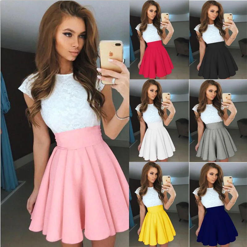 

2020 new fashion multi-color leisure high waist sexy light color fluffy women's skirt fresh sweet elegant women's Mini Skirt