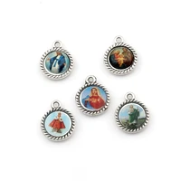 150pcs single side round jesus christ icon alloy charms pendants for jewelry making earrings necklace diy accessories