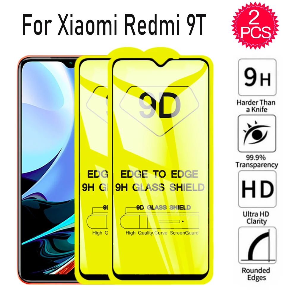 

Защитное стекло 9D для Xiaomi Redmi 9T 6,53 дюйма, пленка для экрана Xiaomi Xiaomy Redmi 9T J19S, закаленное стекло с полным клеем, 2 шт.