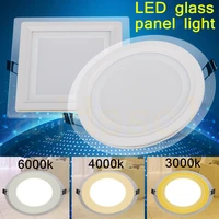 led panel light dimmable 6w 12w 18w super bright glass square round ceiling recessed panel lights led spot light bulb ac110 220v