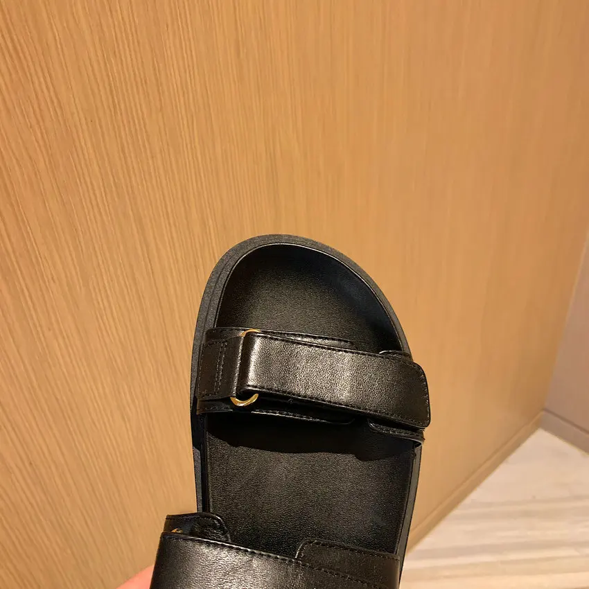 

QUTAA 2021 Genuine Leather Open Toe Summer Female Shoes Wedge Heel Hook&Loop Slingback Casual Basic Women Sandals Size 34-39