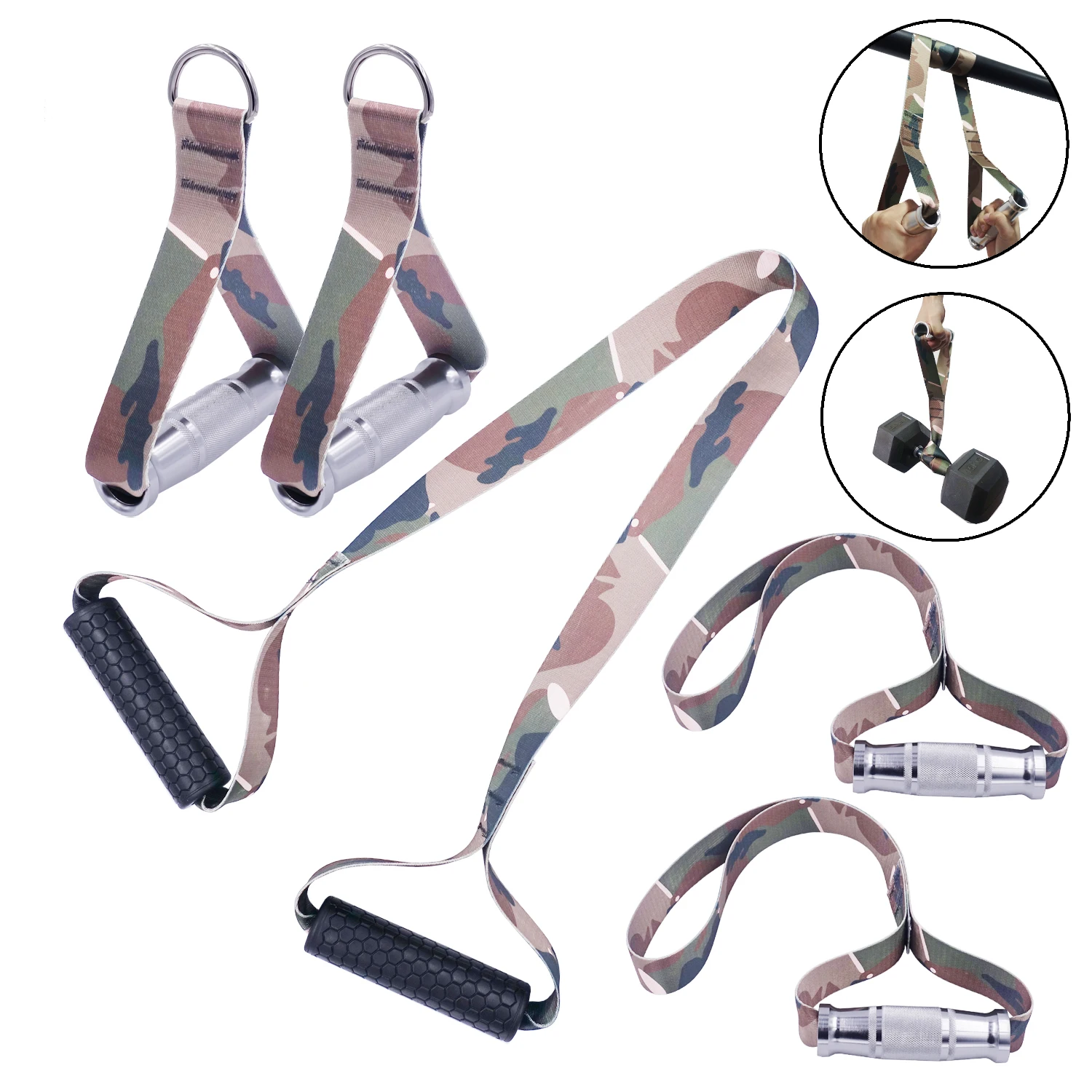 

Camouflage Cable Machines Gym Handle Grips Strap Heavy Duty Pull up Deadlift Weightlifting Ttraining Home Fitness Equipment