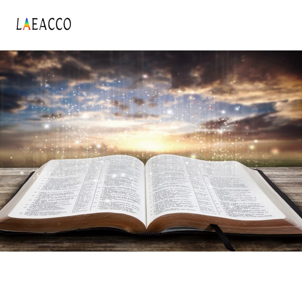 Laeacco закат облака боке святая Библия Крест христианские фотографии фоны детский