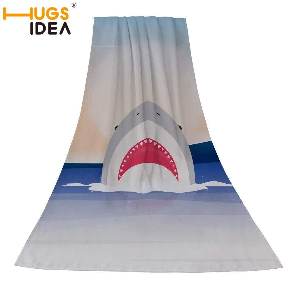 HUGSIDEA 75x150cm 3d Shark Beach Towel for Men Soft Cotton Absorbent Bathroom Bath Towels Women Shower Face Towel Blankets - Цвет: YY1247Z31