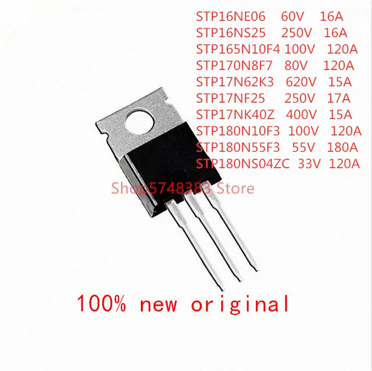 10 шт./лот STP16NE06 STP16NS25 STP165N10F4 STP170N8F7 STP17N62K3 STP17NF25 STP17NK40Z STP180N10F3 STP180N55F3 stpns180z220 |