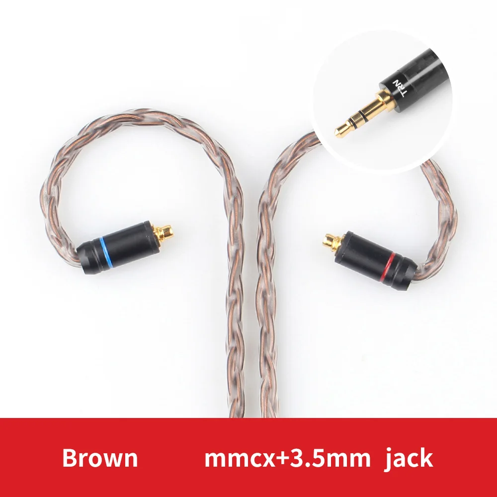 Brown 3.5mm MMCXPin TRN T2 наушники 16 ядерный посеребренный кабель 0,75 мм 0,78 мм MMCX/2Pin разъем для KZ ZSA ZS10 ZSR TRN V80 V10 V20 обновленный кабель - Цвет: Brown 3.5mm MMCXPin