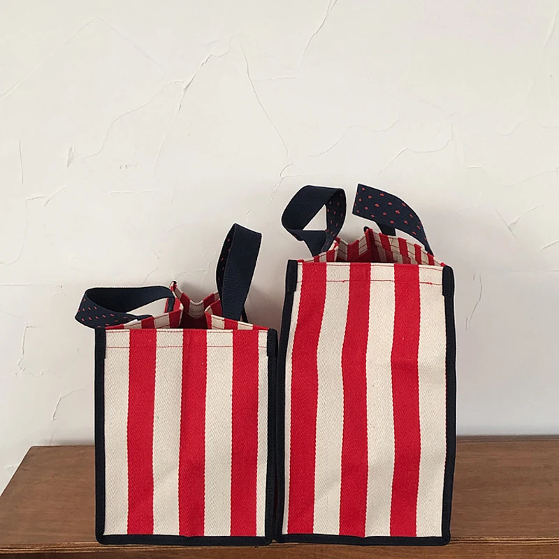 Холщовая женская сумка GOPLUS полосатый Женский саквояж на плечо Canva вместительный