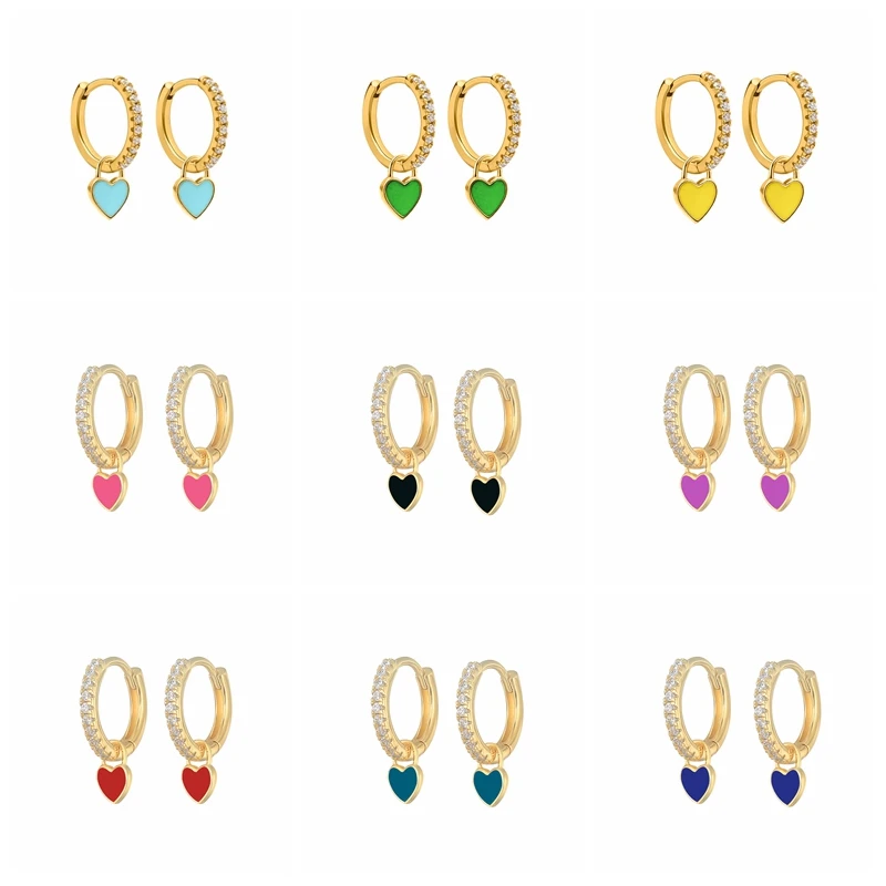 

Aide 925 Sterling Silver Dripping Oil Heart Hoop Earrings For Women Pendientes Zircon Huggie Earrings Luxury Jewelry Joyero Gift