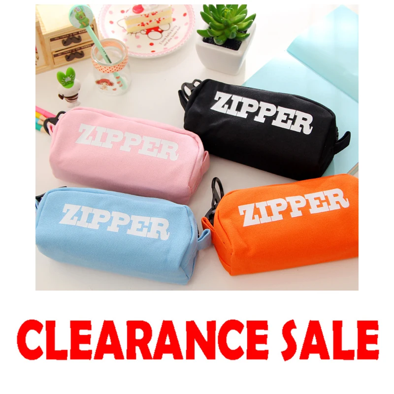 

Big Zipper Pencil Bag Canvas Zip School Pen Pencil Case Stationery Organizer Storage Bag Pencilcase Office Supplies A6350