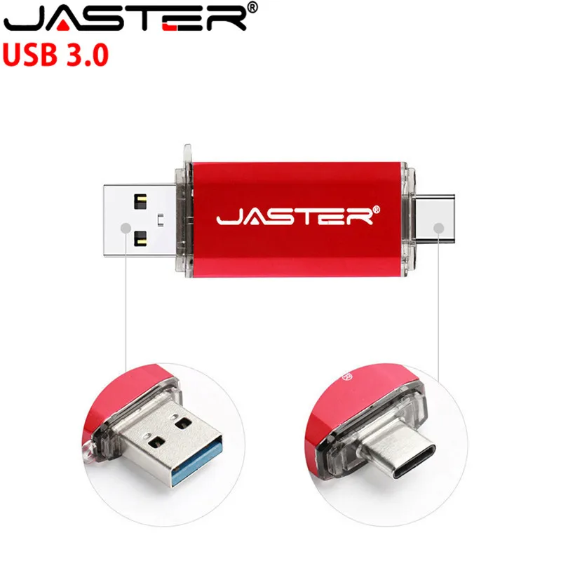 JASTER type-C OTG флеш-накопитель USB 3,0 64 ГБ 32 ГБ 16 ГБ флеш-накопитель смартфон память Мини USB карта type-C 3,1 двойной разъем