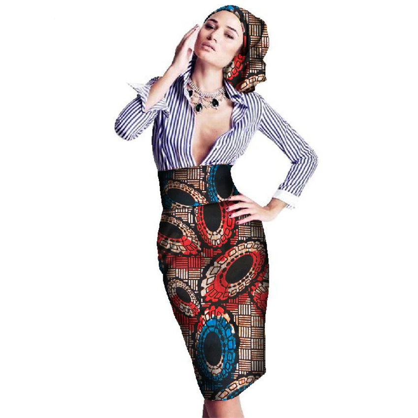 M 6XL модная женская одежда с принтом Riche Bazin облегающая юбка карандаш в африканском