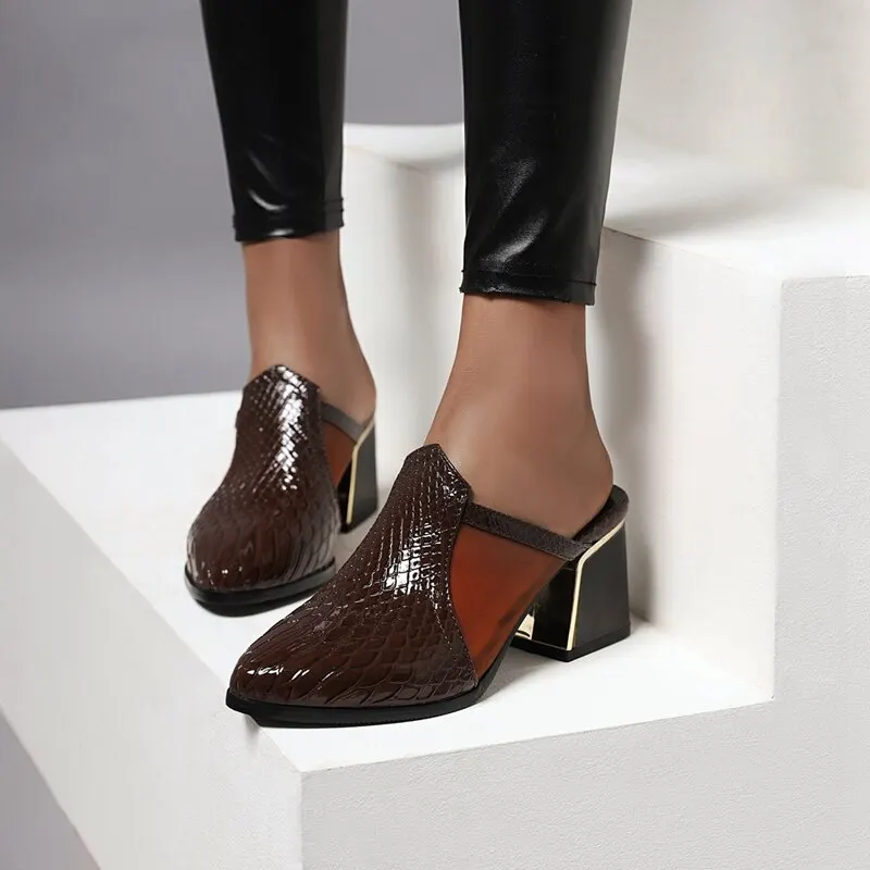 

Coolcept Women Pumps Leather Pattern Mesh Shoes Women Fashion Slip On Patchwork Daily Casual Outdoor Female Footwear Size 32-43