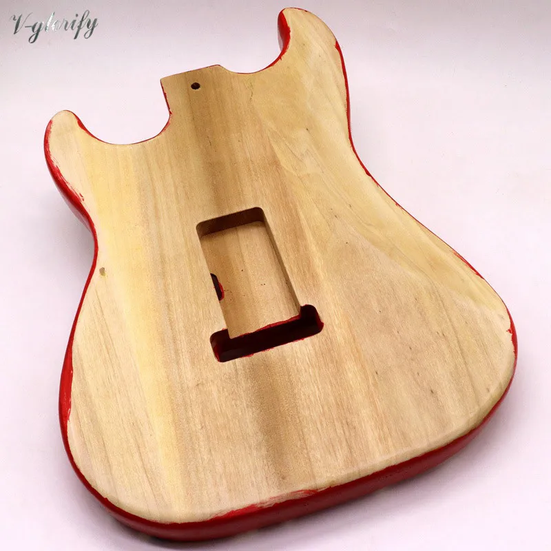 DIY Ручная Краска ST гитара тело тополя дерево индивидуальная живопись электрогитара корпус красный цвет корпус гитары детали гитары