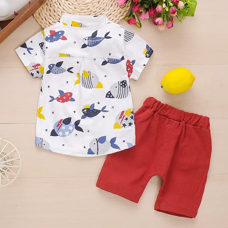 Комплект одежды для новорожденных BibiCola рубашка с мультяшным рисунком + шорты