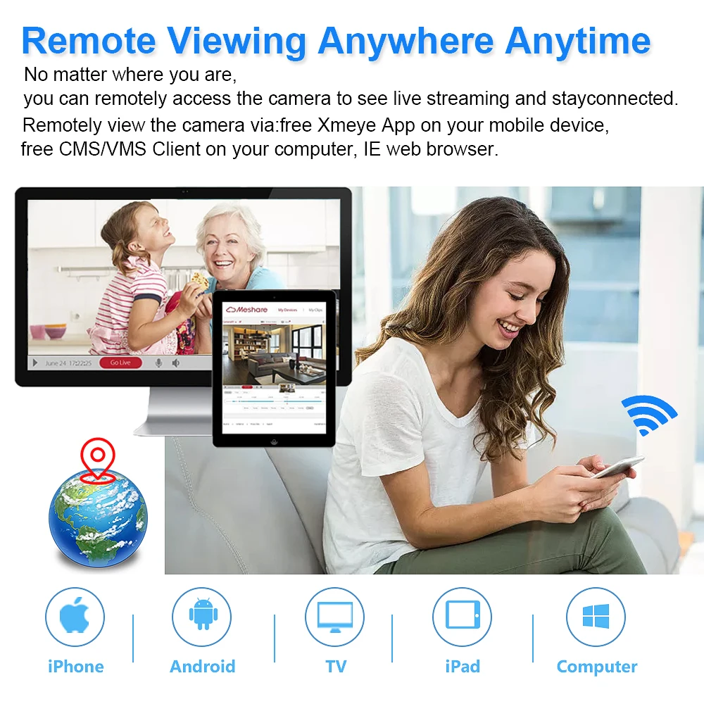 6 in 1 H.265+ 8ch AHD video hybrid recorder for 5MP/4MP/3MP/1080P/720P Camera Xmeye P2P CCTV DVR support USB wifi | Безопасность и