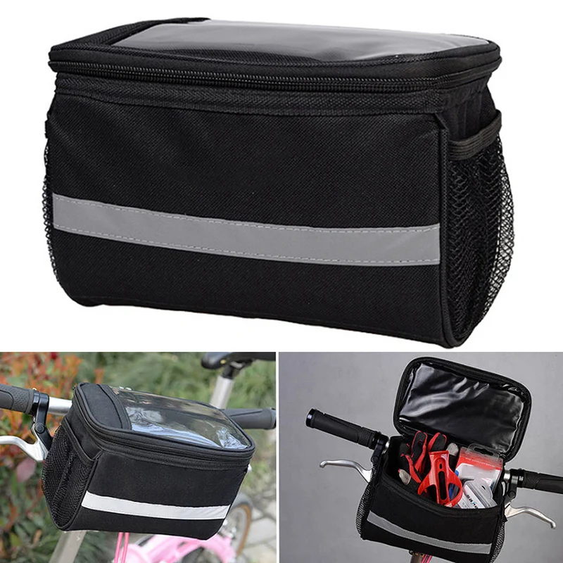 

Cycling Bicycle Insulated Front Bag MTB Bike Phone Holder Handlebar Bag Basket Pannier Cooler Bag With Strip Bike Accessories