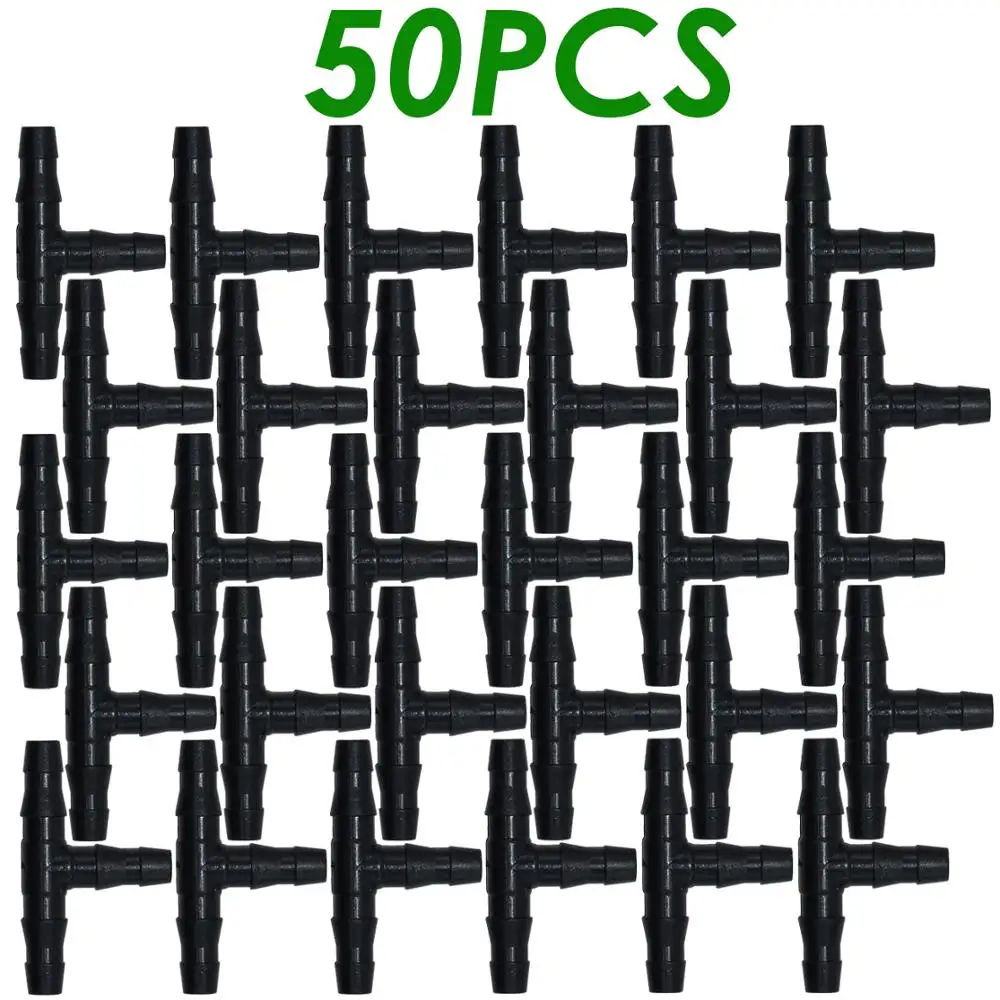 SPRYCLE 20-100PCS 1/4 Inch Connector Joint Tee Drip Irrigation Dripper Watering Garden Tools for 4mm/7mm Pipe Hose Greenhouse | Дом и сад