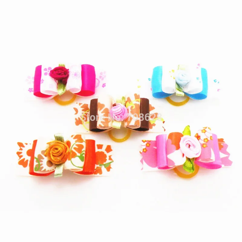 100 шт./лот туфли ручной работы с цветочным принтом собаки Уход за лошадьми Луки