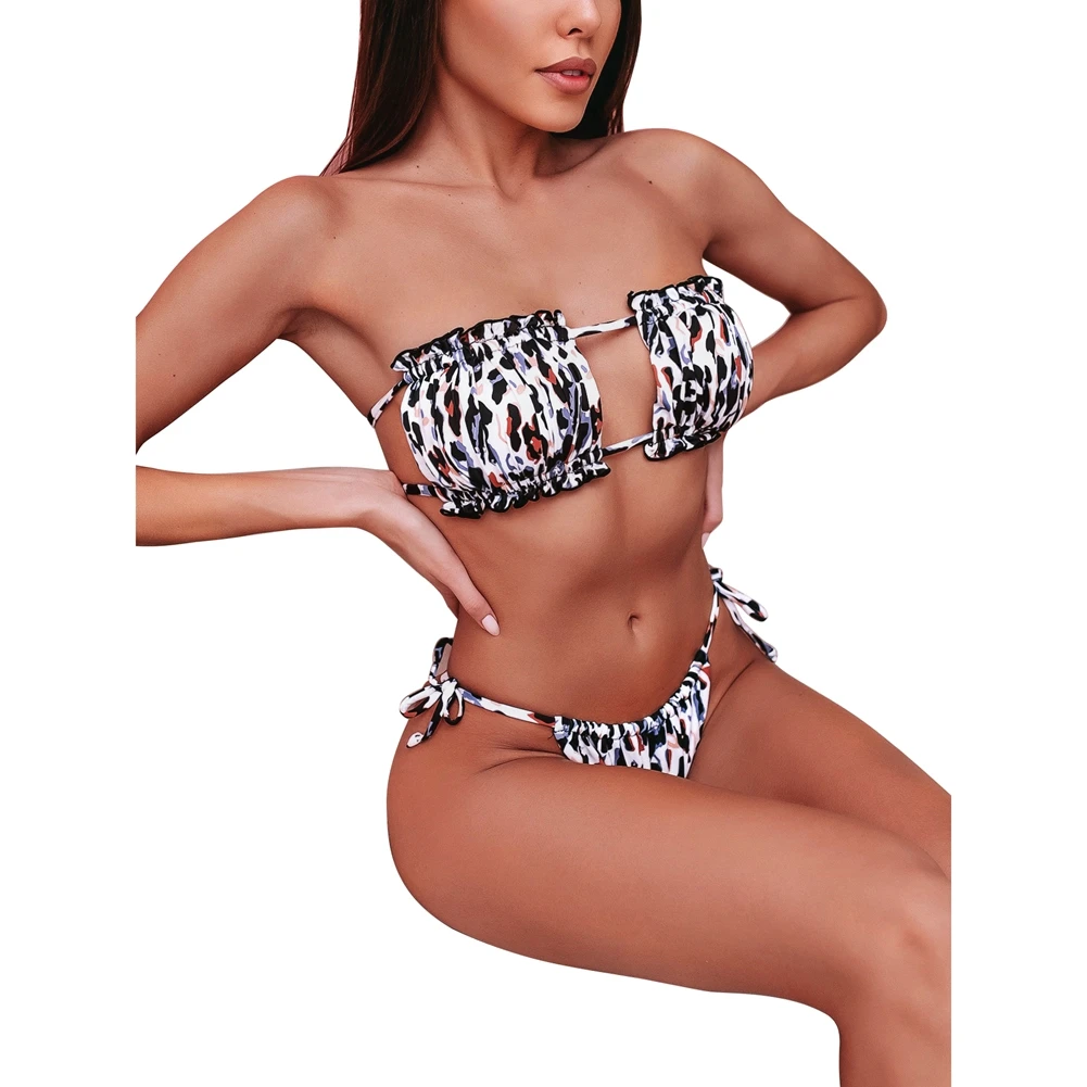 Купальник для груди купальник с оборками женский 2020 Леопардовый бразильский