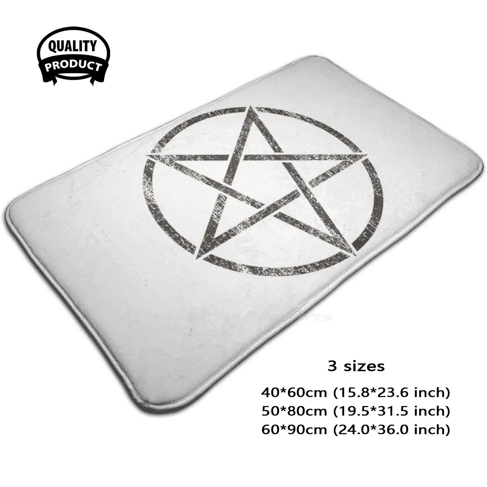 Worn Pentagram 3 Sizes Home Rug Room Carpet Pentagram Occult Satan Witch Devil Gothic Pagan Satanic 666 Magic Wicca Dark Funny