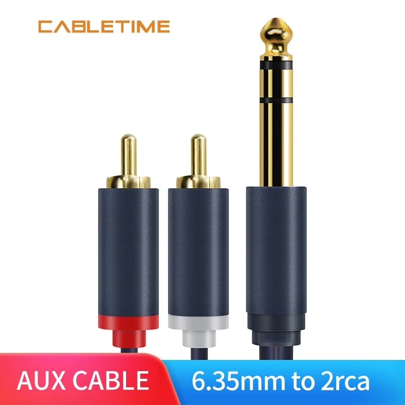 Кабель Cabletime с 2RCA разъемом 6 35 мм на 2rca штекер-штекер 1 8 м/фута позолоченный