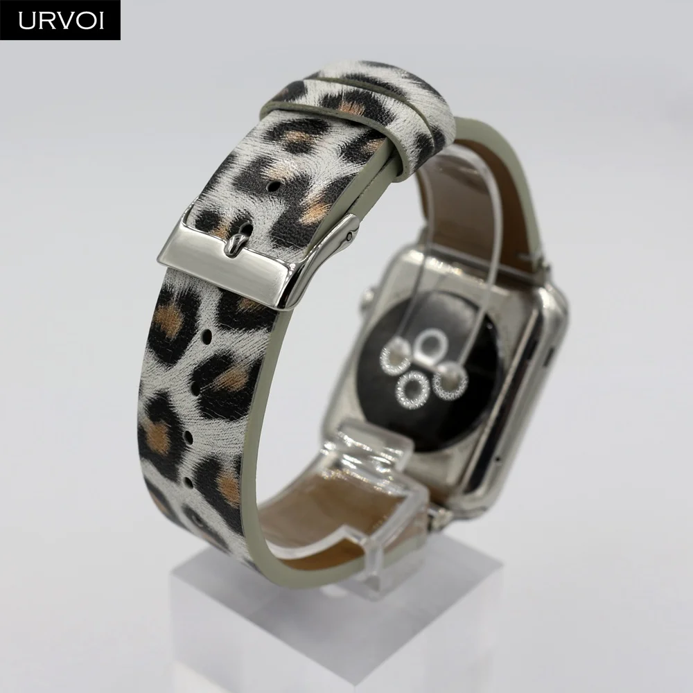 URVOI pu кожаный ремешок для Apple Watch series 5 4 3 2 1 iWatch Леопардовый 40 44 мм микрофибра