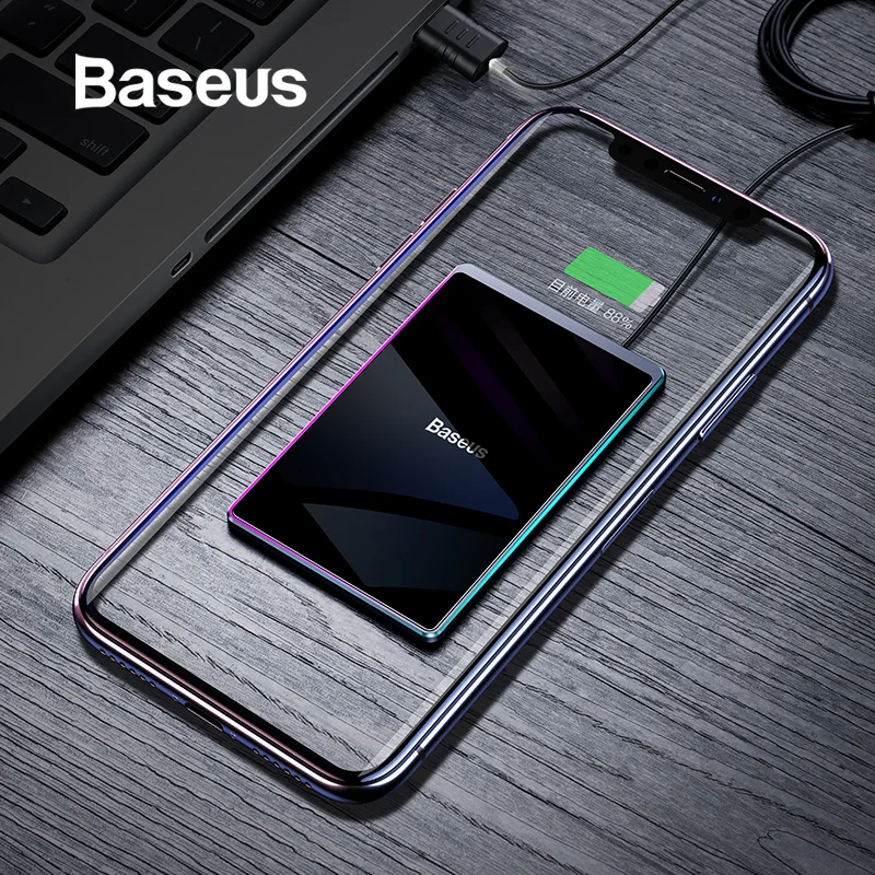 Ультратонкое Беспроводное зарядное устройство Baseus для iPhone Xs Max XR 8, портативное Быстрое беспроводное зарядное устройство 15 Вт для huawei mate 20 Pro P30 Pro
