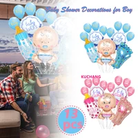 13pcs lovely baby foil halloween girl boy baby shower blueand pinkbirthday party decoration kids gift inflatable toy helium ball
