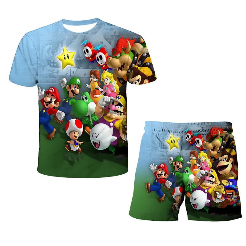 

3d Mario 2021 Summer Top+Shorts 2pcs Sets Kids Clothes Print Suits Toddler Girls Sets Sports Suit Casual Baby Sets Boys Clothes