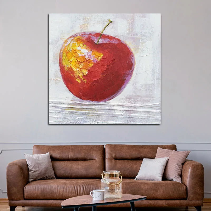 

100% ручная роспись, простой натюрморт, картина маслом Apple, искусство для гостиной, Декор, настенные картины