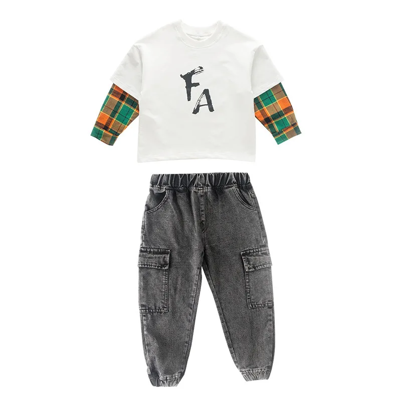 

Letter Spring Autumn Boys Clothing Suits Sweatshirts+ Pants 2pcs/Set Kids Teenager Sportswear School Uniform Tracksuit High Qua