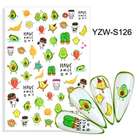 avocado stickers for nail art decoration flora butterfly leaves self adhesive manicure tip slider nail decal fw092