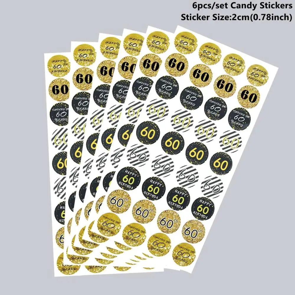 6pcs Stickers Taoup 60 одноразовая посуда для полотенец тарелка для стола одноразовая посуда для вечеринок 60th День Рождения Декор Для дедушки - Цвет: 6pcs Stickers